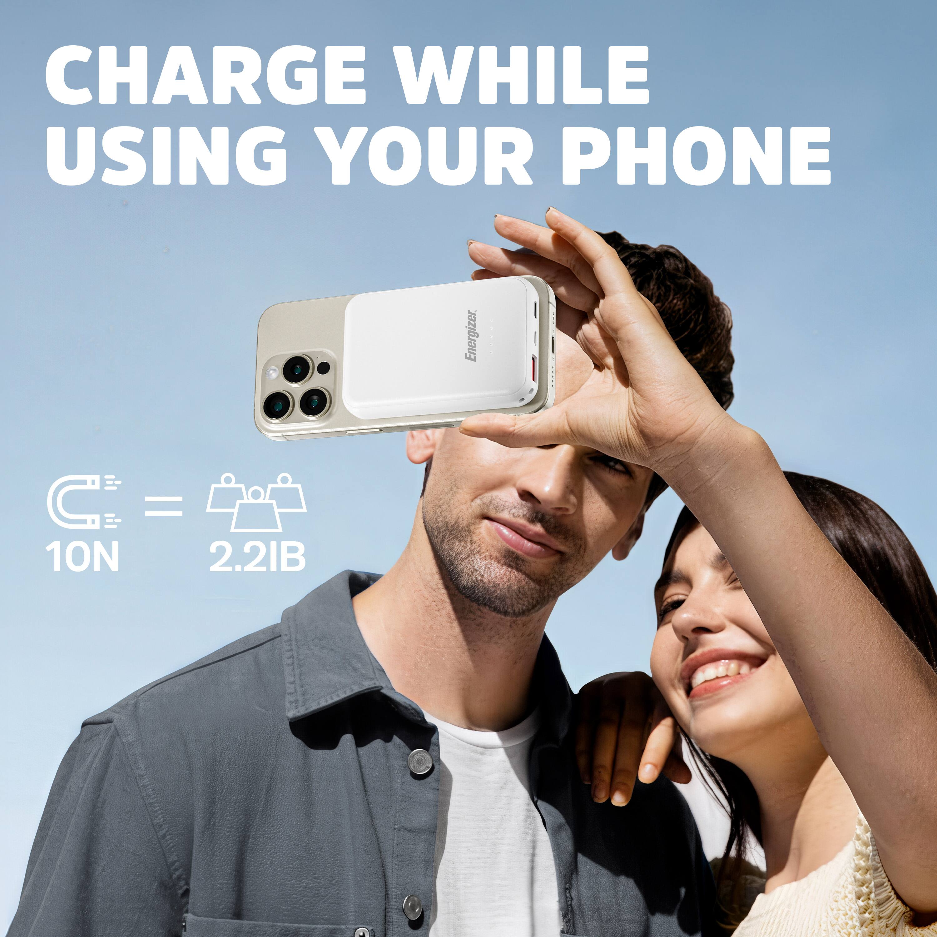 CHARGE WHILE USING YOUR PHONE

10N = 2.2IB