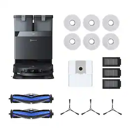 ECOVACS Robotics - DEEBOT T50 Omni Care Robot Vacuum & Mop, 15,000Pa, 3.19" Ultra-Slim, Hot-Water Wash/Dry OMNI Station + Accessory Kit - Black