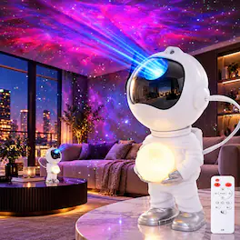Rossetta - Astronaut Galaxy Projector with Remote Control Timer and 360° Adjustable Nebula Light for Bedroom - White - Available in various colors