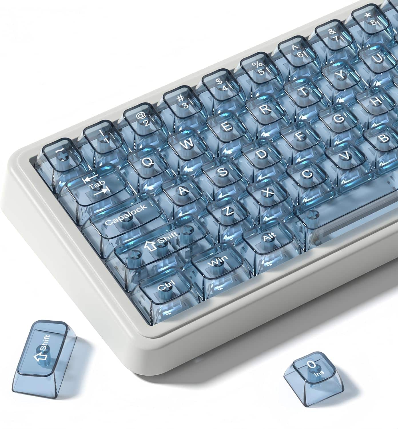 Womier - Clear keycaps,Transparent Crystal keycap Set,Shine Through MDA Profile for Cherry Mx Switches Mechanical Keyboard - Gradient-blue