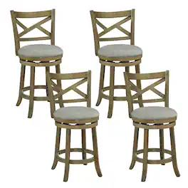 Costway - Swivel Bar Stools Set of 4 Counter Height Chairs with Hollow Back Soft-padded Seat - Gray