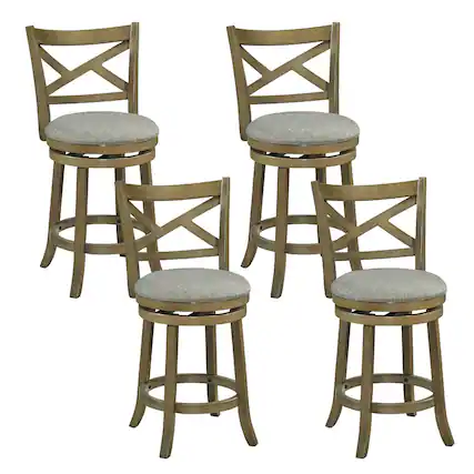 Front. Costway - Swivel Bar Stools Set of 4 Counter Height Chairs with Hollow Back Soft-padded Seat - Grey.