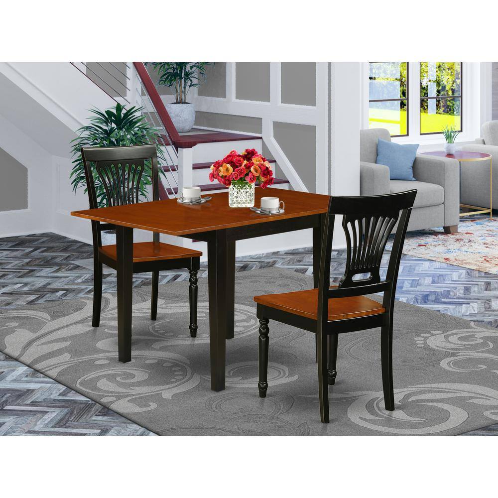 Angle. East West Furniture - Dining Room Set Black & Cherry - Brown.
