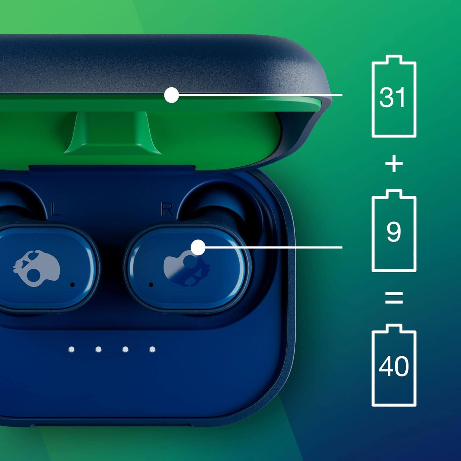 Alt View 1. Skullcandy - Grind Wireless Earbuds, Bluetooth Headphones, Up to 40 Hours Battery, Noise Isolating Fit, Customizable via Skull-iQ App - Green.