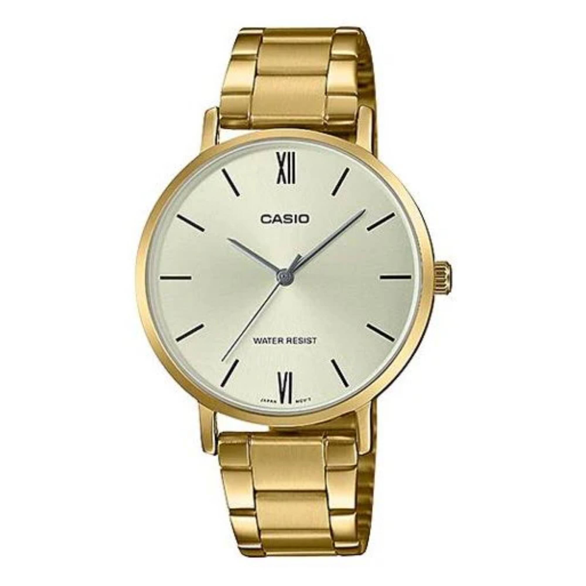 Casio - Women’s Stainless Steel Analog Watch with Champagne Dial - LTP-VT01G-9BUDF - Gold