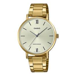 Casio - Women’s Stainless Steel Analog Watch with Champagne Dial - LTP-VT01G-9BUDF - Gold