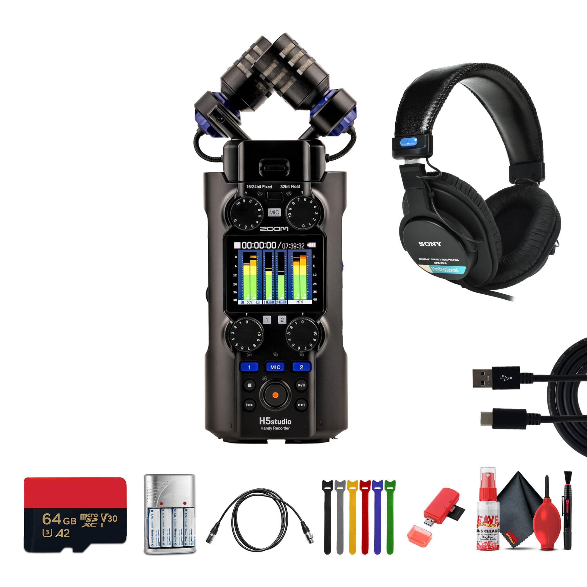 Zoom - H5studio 4-Track Handy Recorder + MDR-7506 Stereo Headphones, Bundle
