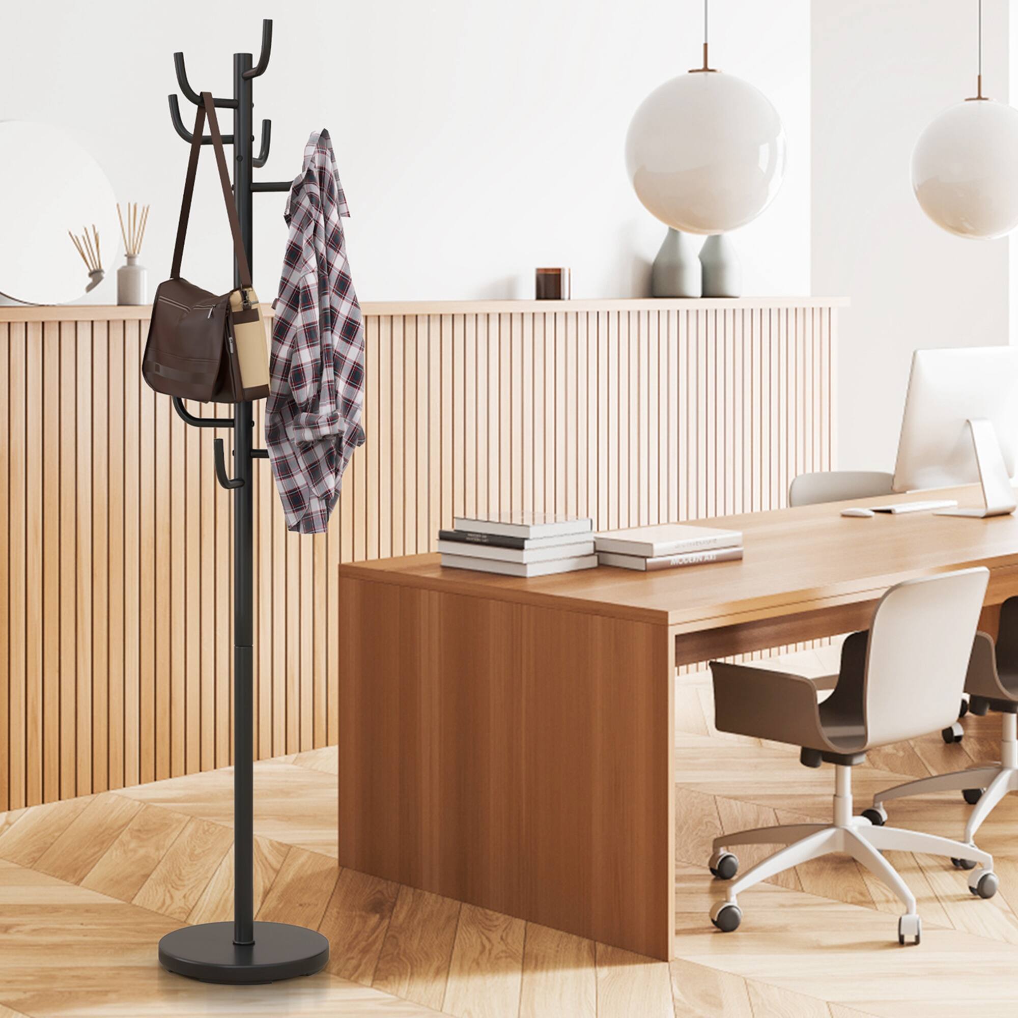 Alt View 4. Costway - Costway Metal Coat Rack Hat Hanger Hooks Hall Entryway For Jacket Umbrella Tree Stand - Black.