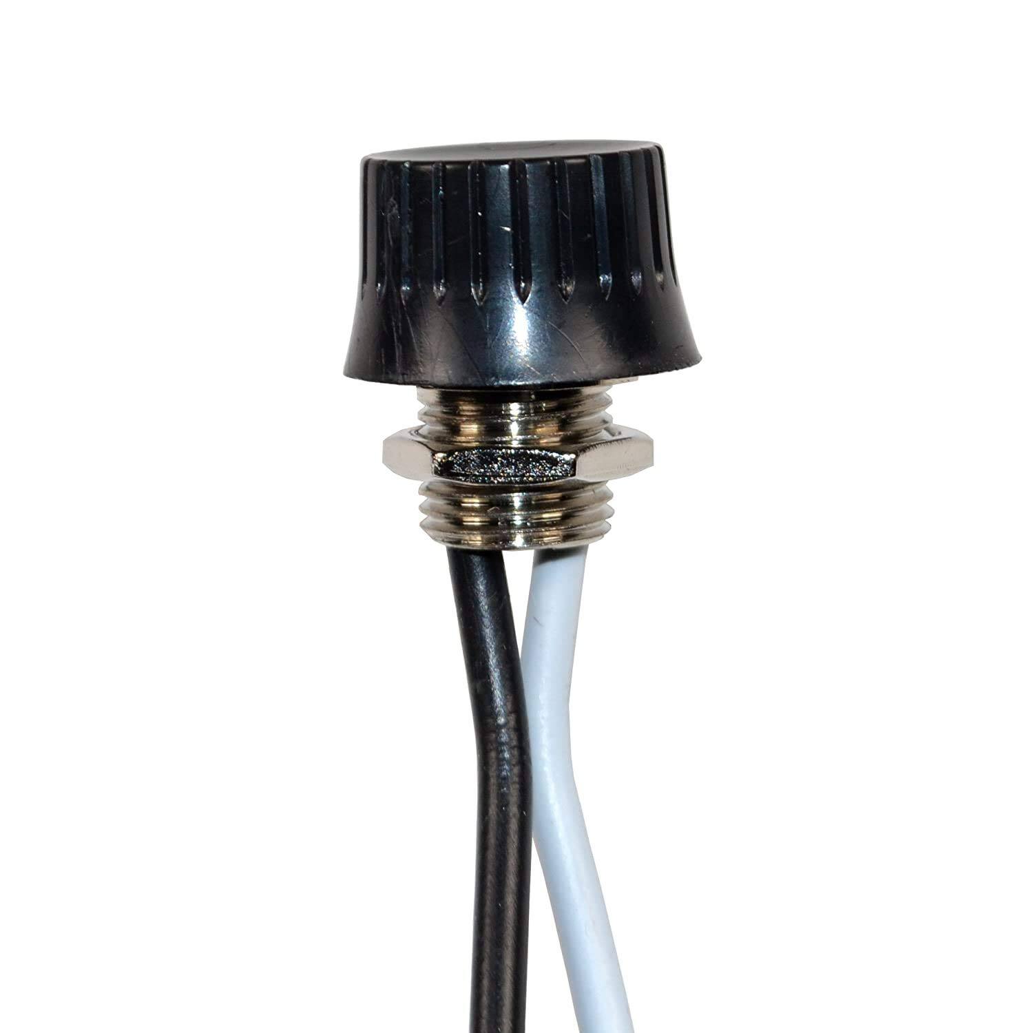 Angle. HQRP - 5-Pack Round Rotary On-Off Canopy Switch, 3/8 in Threaded Bushing, 18 AWG Leads, 125 V 3 A - black.