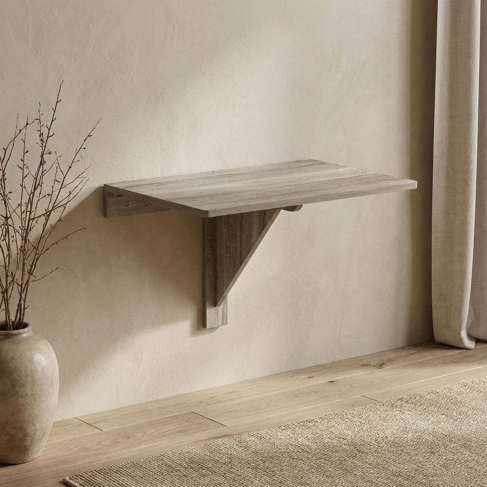Angle. FurniFact - FurniFact Wall Mounting Folding Table, Folding Design, Wall Mounted - Brown - Brown.