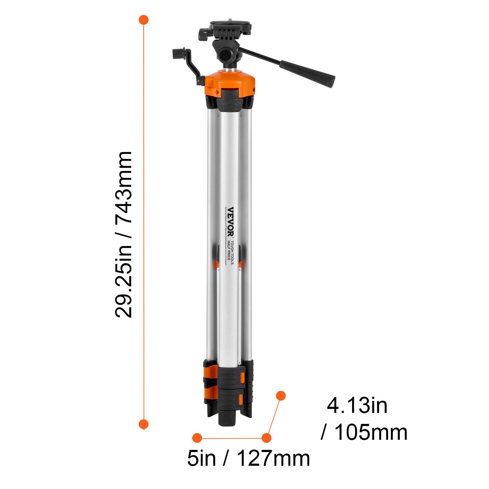 743mm / 29.25in  
4.13in / 105mm  
5in / 127mm