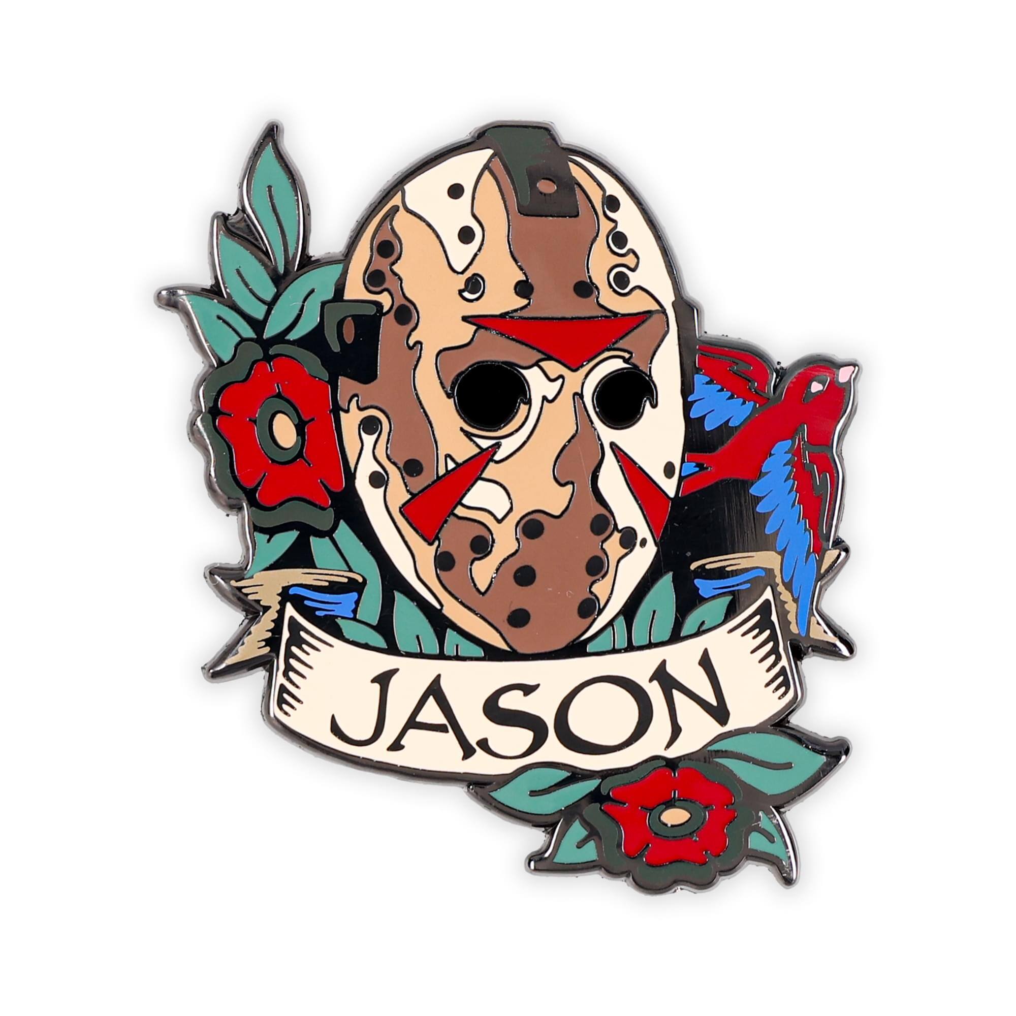 SalesOne LLC - Friday The 13th Jason Voorhees Mask Traditional Tattoo Enamel Pin - Multi-Colored