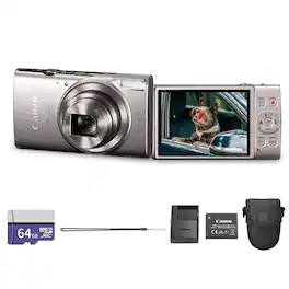 Canon - PowerShot ELPH 360 HS A Digital Camera Silver Travel Bundle