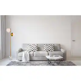 Living District - Eclipse 2 Lights Brass Floor Lamp With Frosted White Glass - Brass And Frosted White