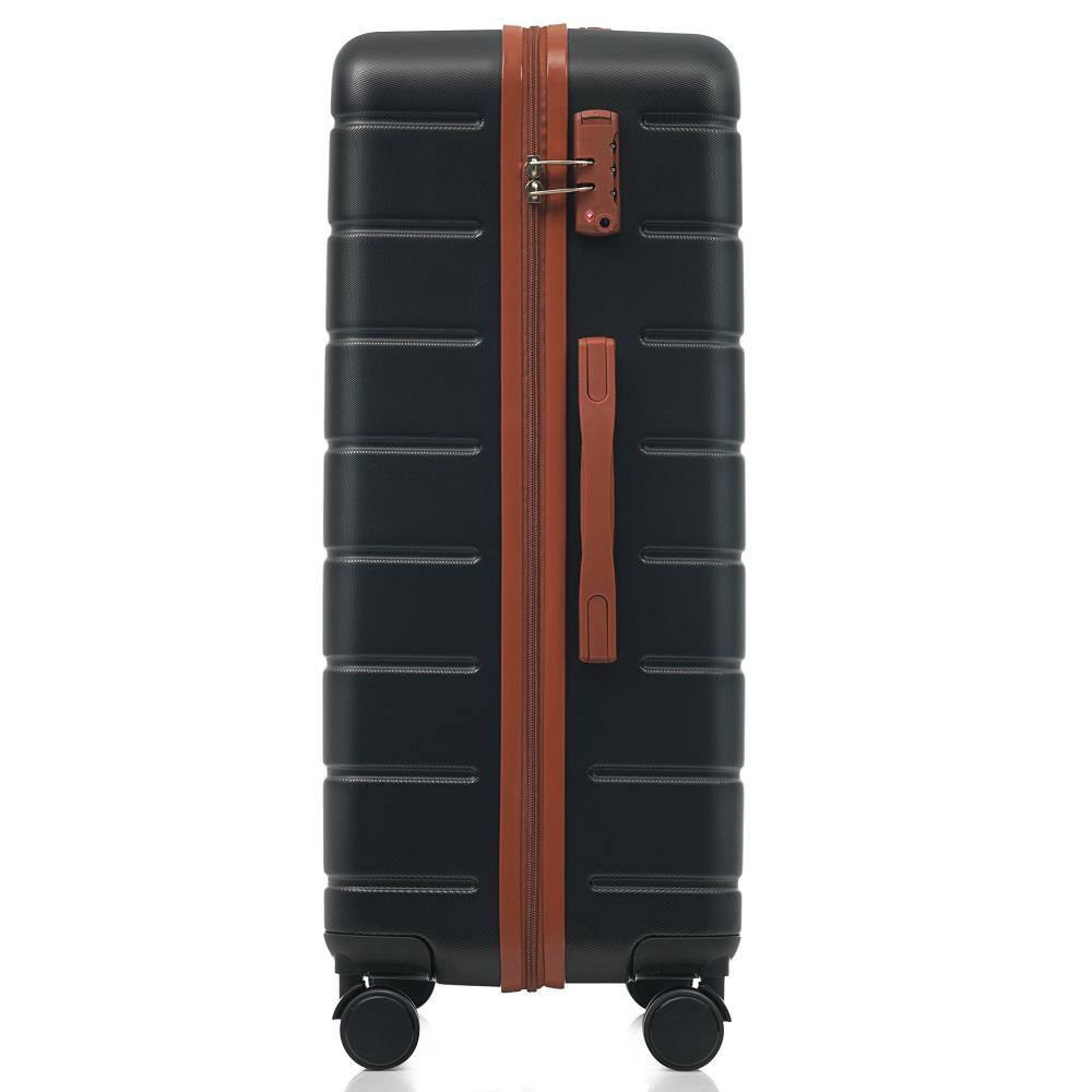 Alt View 4. BreeBe - Premium 3-Piece ABS Travel Luggage Set with TSA Lock, 20/24/28 Inch Suitcases with 360° Spinner Wheels - Black+Brown.