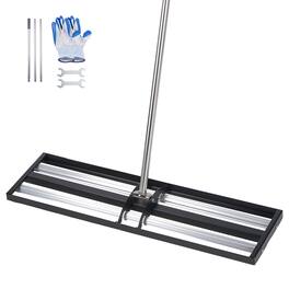 VEVOR - Updated Lawn Leveling Rake with Roller, 48'' x 10" Stainless Steel Lawn Leveler with 83.9'' Adjustable Handle - Black