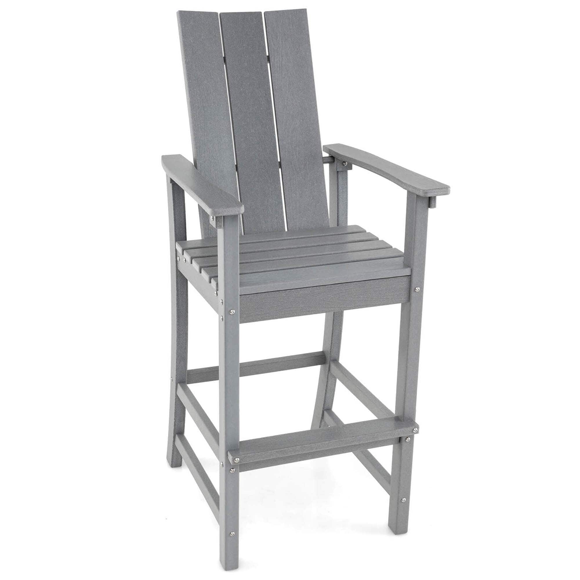 Front. Costway - Costway Tall Adirondack Chair with Ergonomic Backrest Armrests & Footrest for Backyard - Gray.