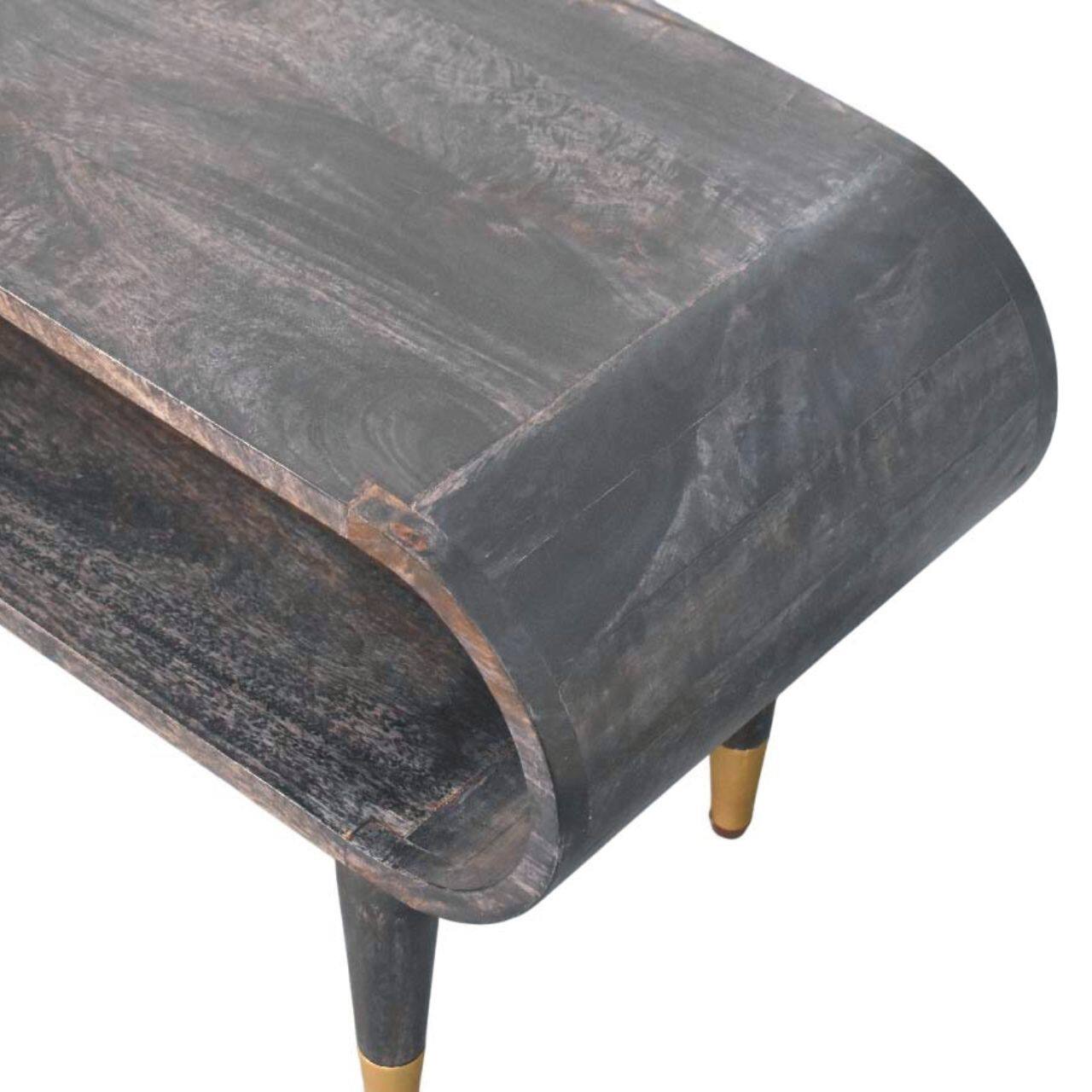 Alt View 1. Artisan Furniture - Artisan Furniture Solid Wood Curved Edge Media with Brass Accents - Brown.