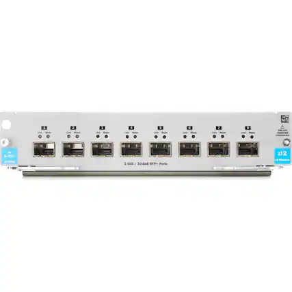 1. Link Mode
2. Link Mode
3. Link Mode
4. Link Mode
5. Link Mode
6. Link Mode
7. Link Mode
8. Link Mode
HP 8p SFP+ 19993A
1-GbE / 10-GbE SFP+ Ports
x12 v3 Module
Use only transceivers