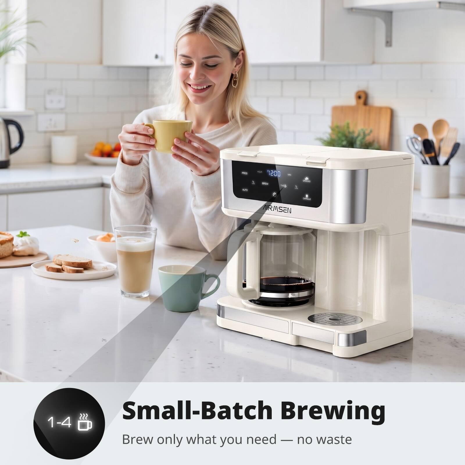 - 470
- 1200 Fl. oz.
- GROUPO
- um NRMSEN
- Small-Batch Brewing
- 1-4 Brew only what you need - no waste