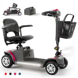 Hover Heart - Heavy Duty 4-Wheel Mobility Scooter for Seniors & Adults, Adjustable Swivel Seat, 15 Mile Driving Range - Purple