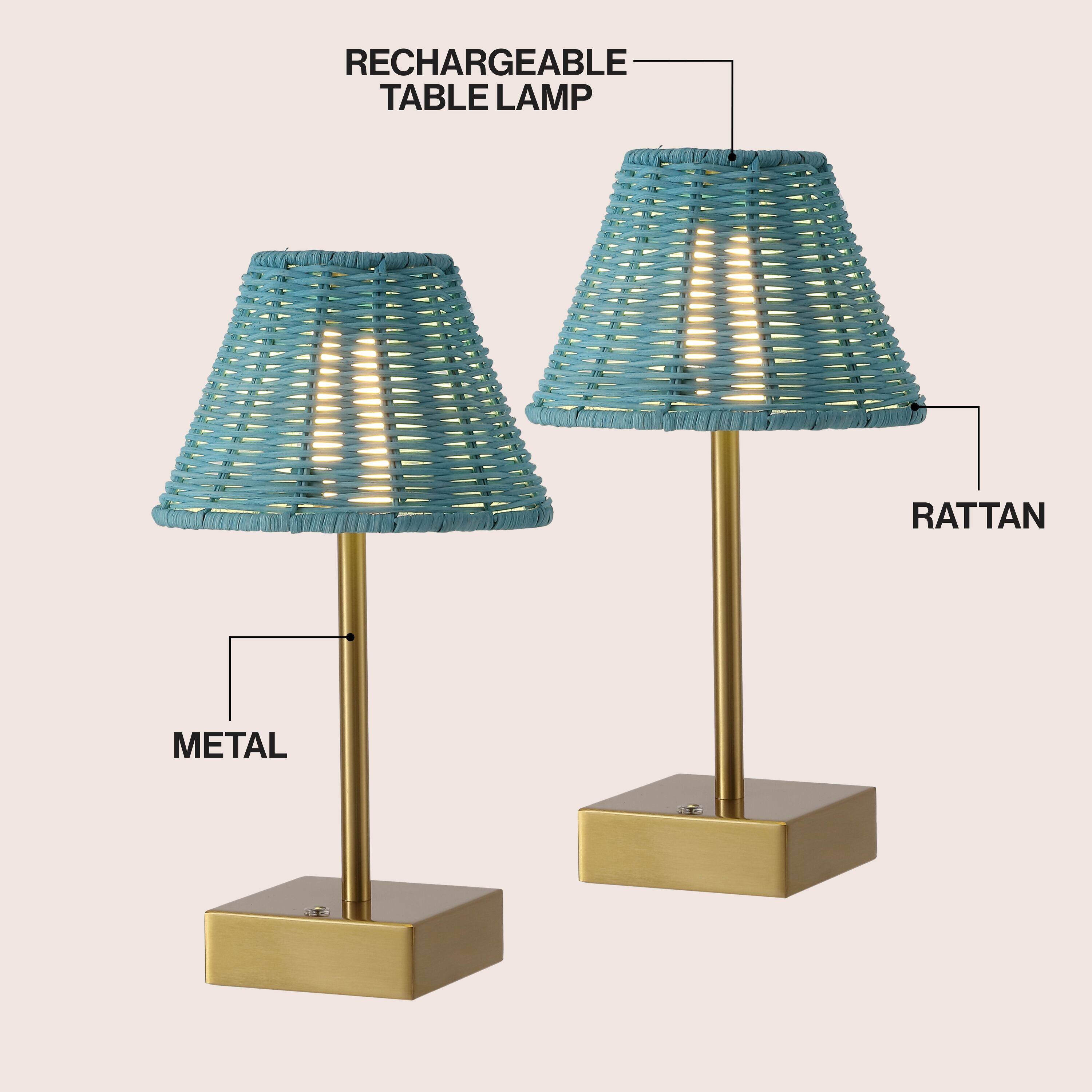 RECHARGEABLE TABLE LAMP  
RATTAN  
METAL