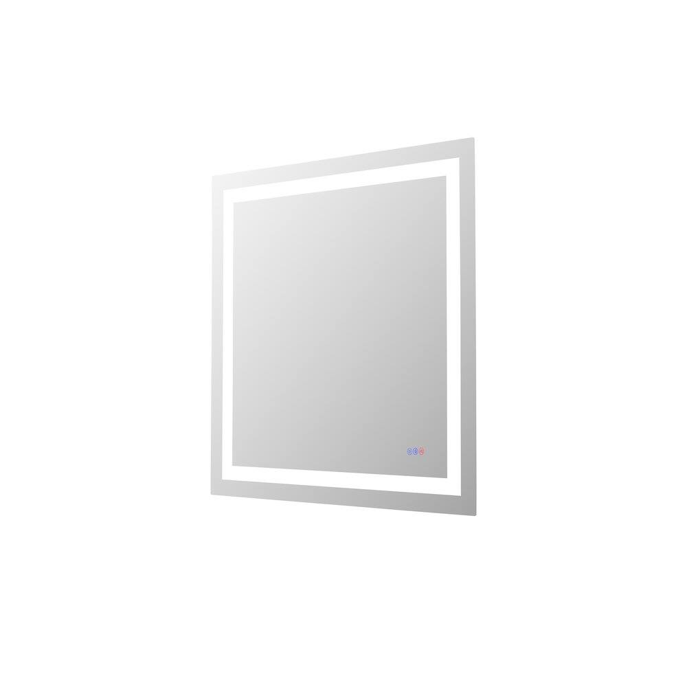 Left. Elegant Kitchen and Bath - Riven 36X36 Led Mirror, Adjustable Color 3000K/4200K/6400K - White.