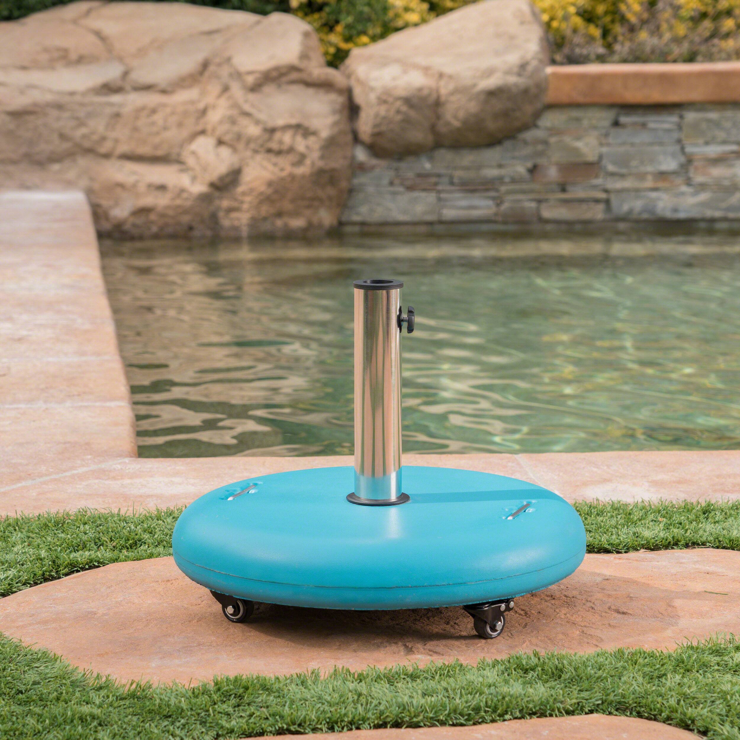 Angle. Anysun - Simple Design Round High-Quality Flexible Moble Umbrella Base, Assembly Required - Teal.