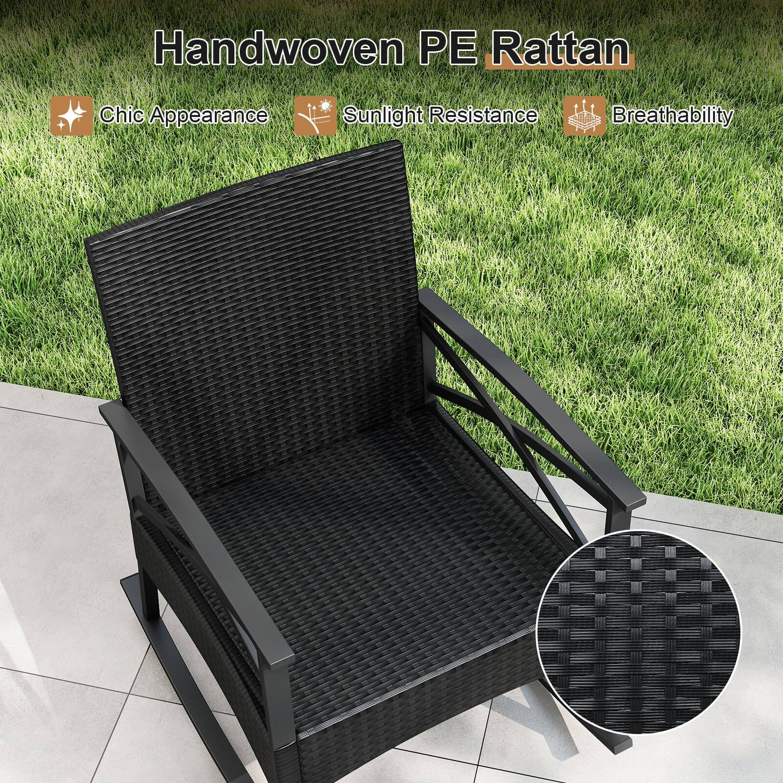 Handwoven PE Rattan  
- Chic Appearance  
- Sunlight Resistance  
- Breathability