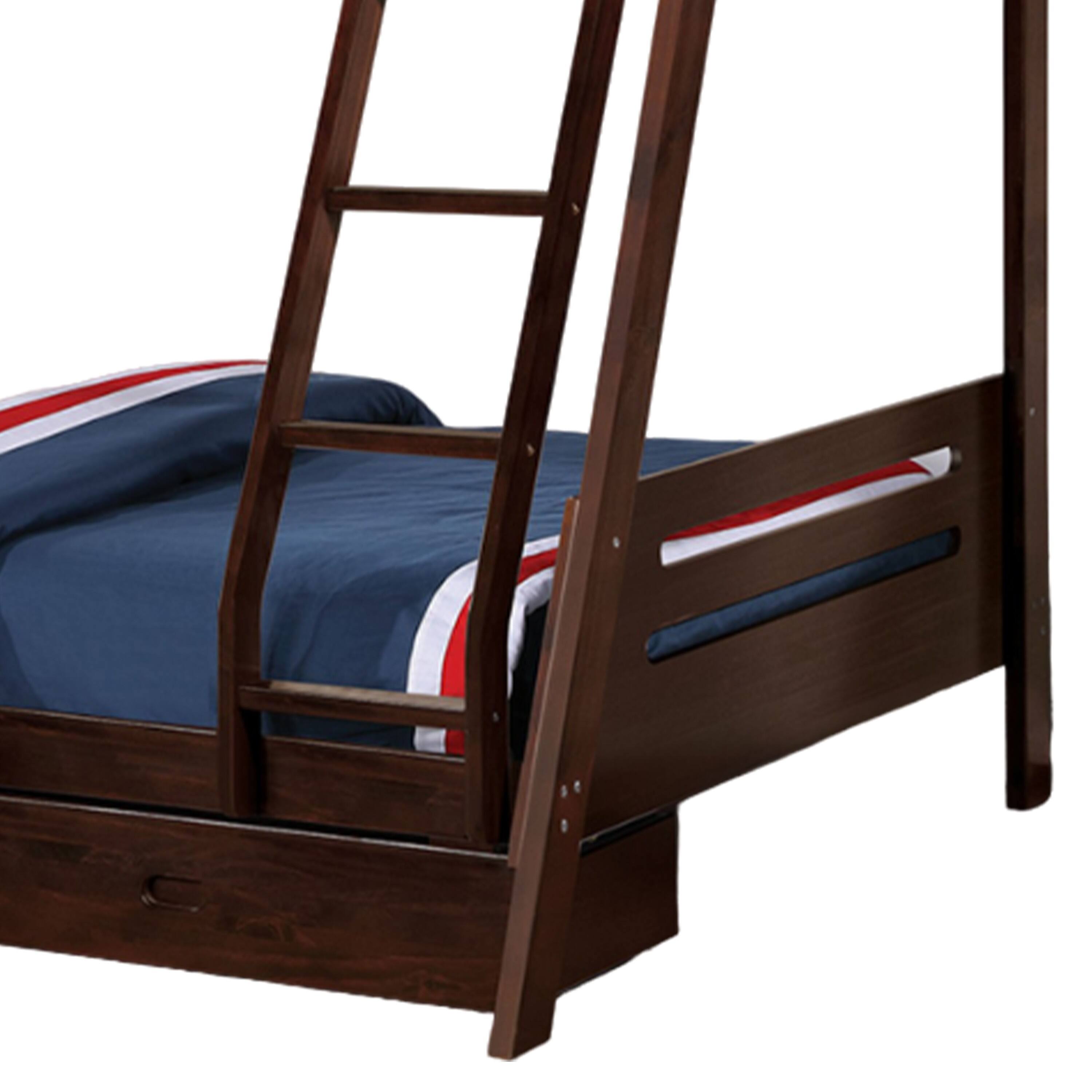 Alt View 2. Manhattan Lane - Emily Twin Over Full Bunk Bed with Ladder, 2 Drawers, Espresso Brown Wood - Espresso Brown.