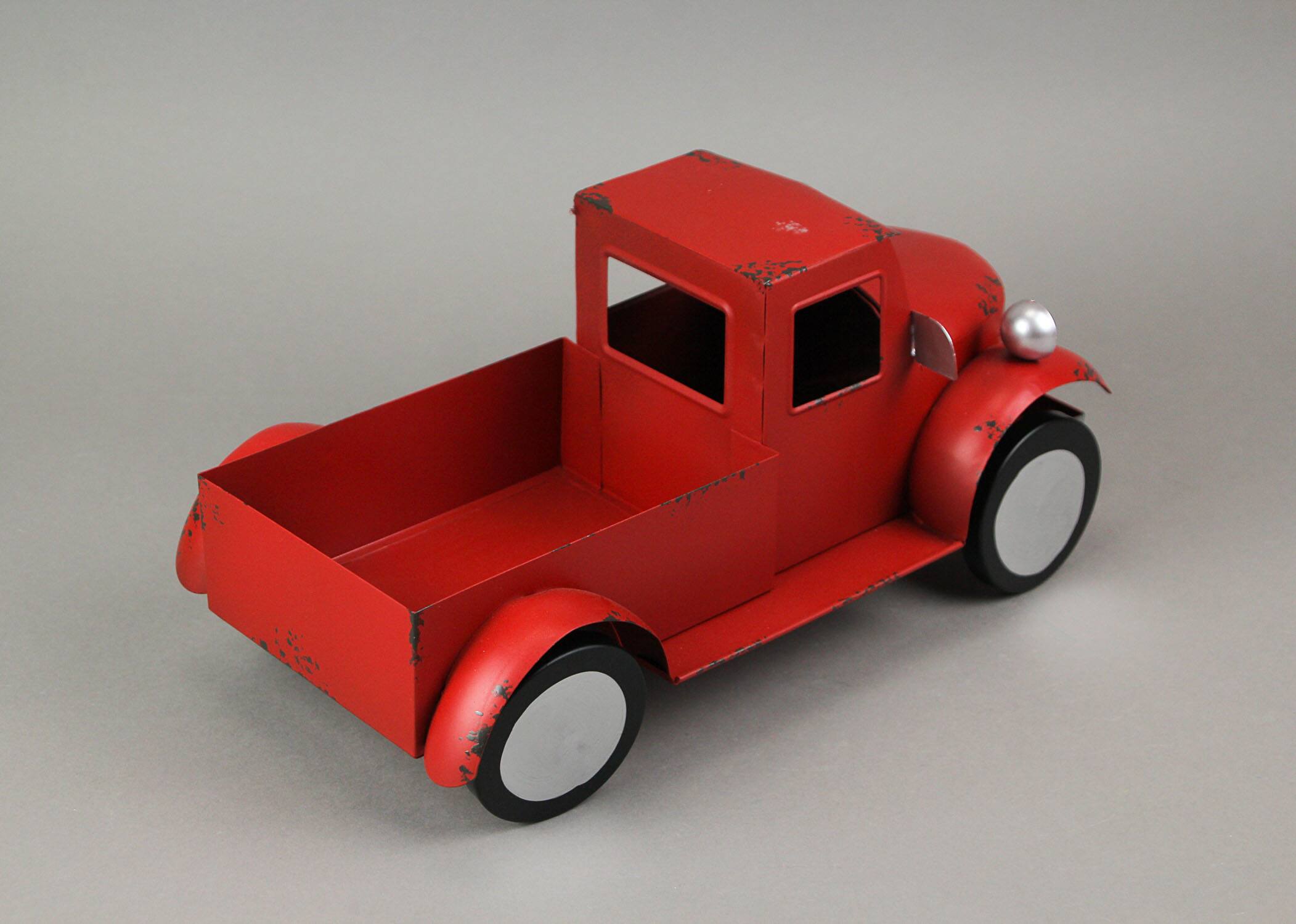 Alt View 3. Zeckos - Rustic Metal Antique Truck Indoor or Outdoor Planter - Red.