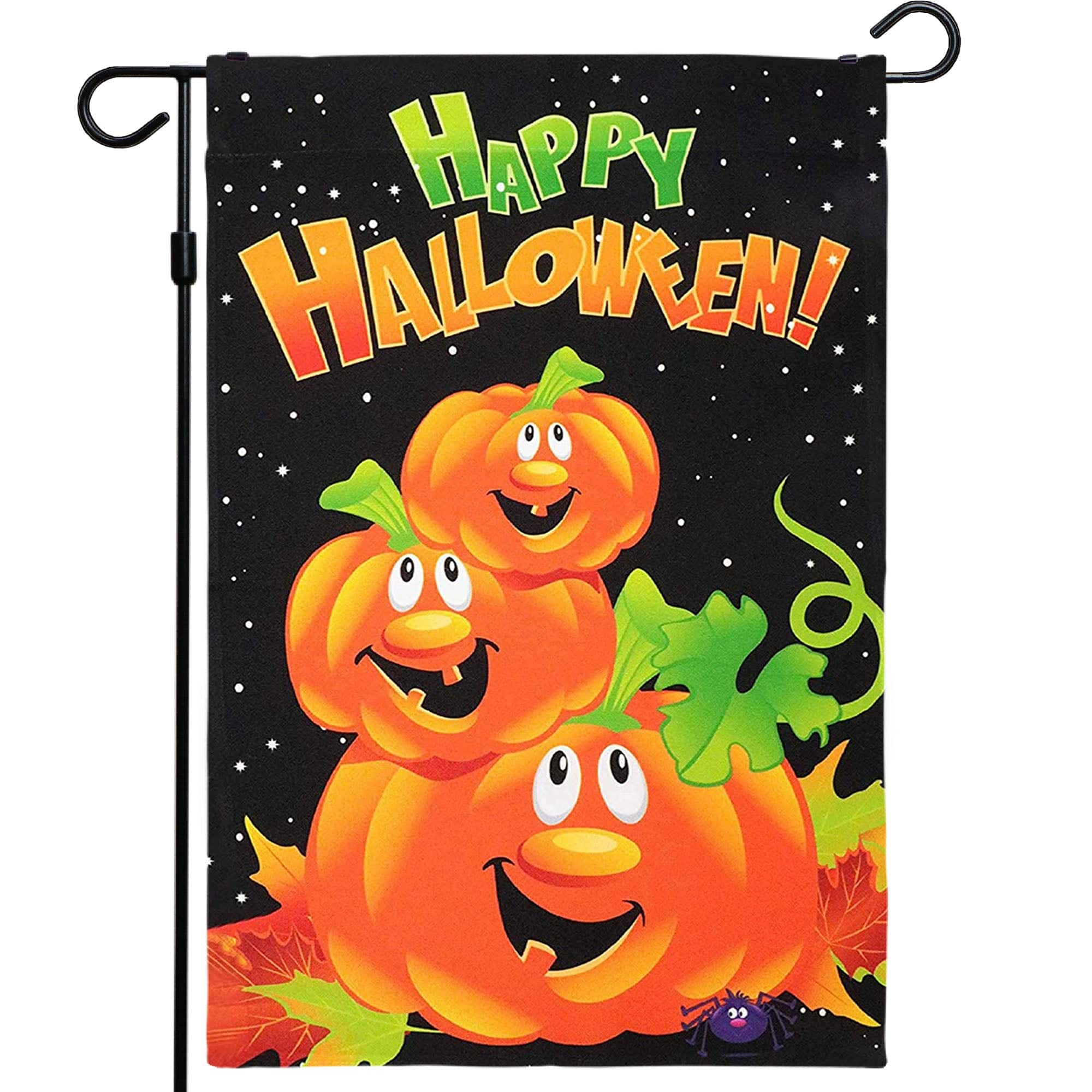 G128 - Halloween Garden Flag, Happy Halloween Pumpkins, 12 x 18 in 150D Polyester Outdoor Yard Decoration - Assorted Colors
