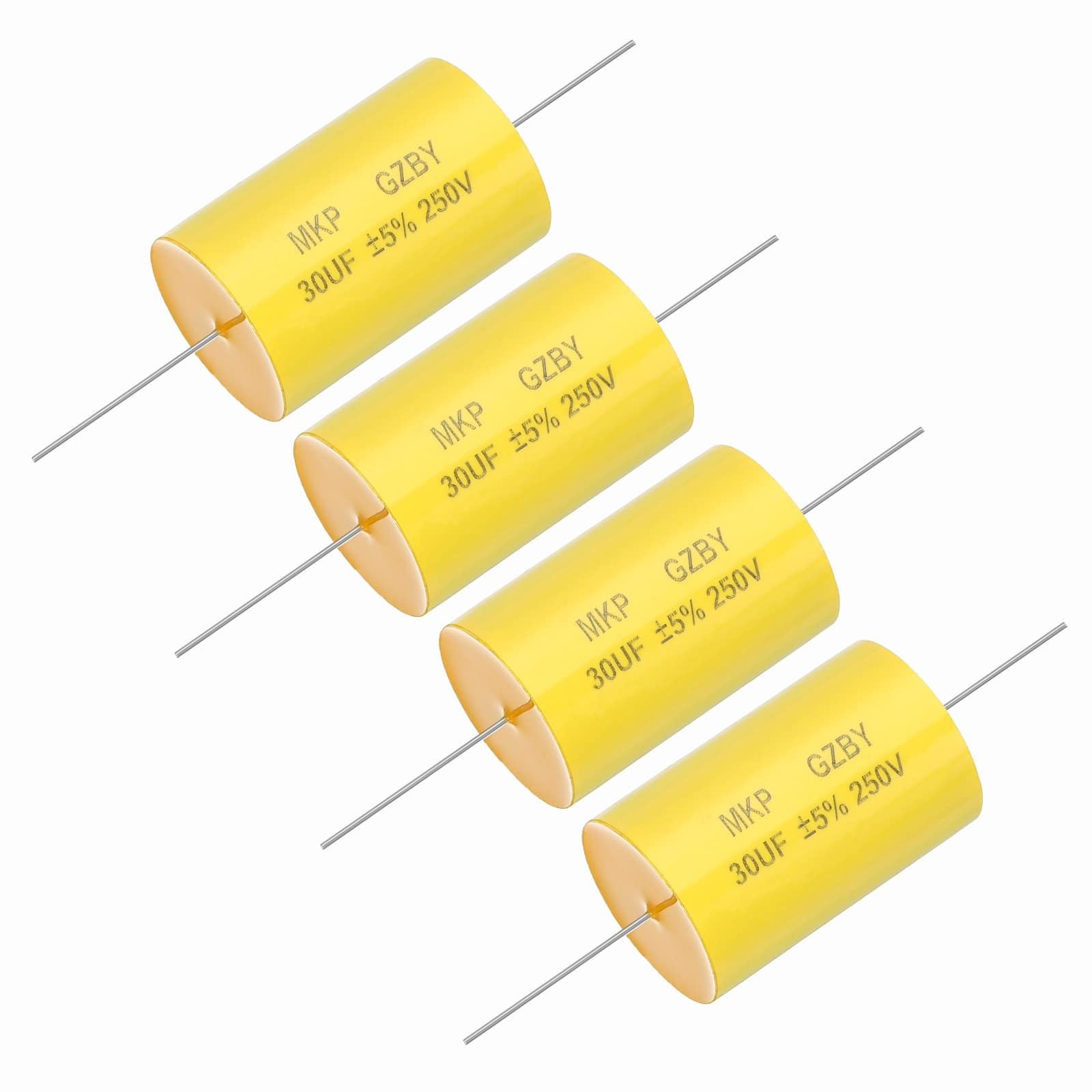 Unique Bargains - 4pcs 30uf Frequency Divider Capacitor, 250V Axial Audio Speaker Crossover MKP Film Capacitor - Yellow price history on PriceWatchPro