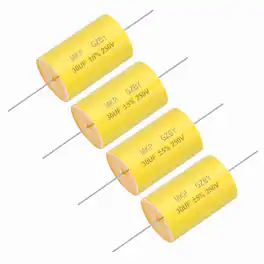 Unique Bargains - 4pcs 30uf Frequency Divider Capacitor, 250V Axial Audio Speaker Crossover MKP Film Capacitor - Yellow