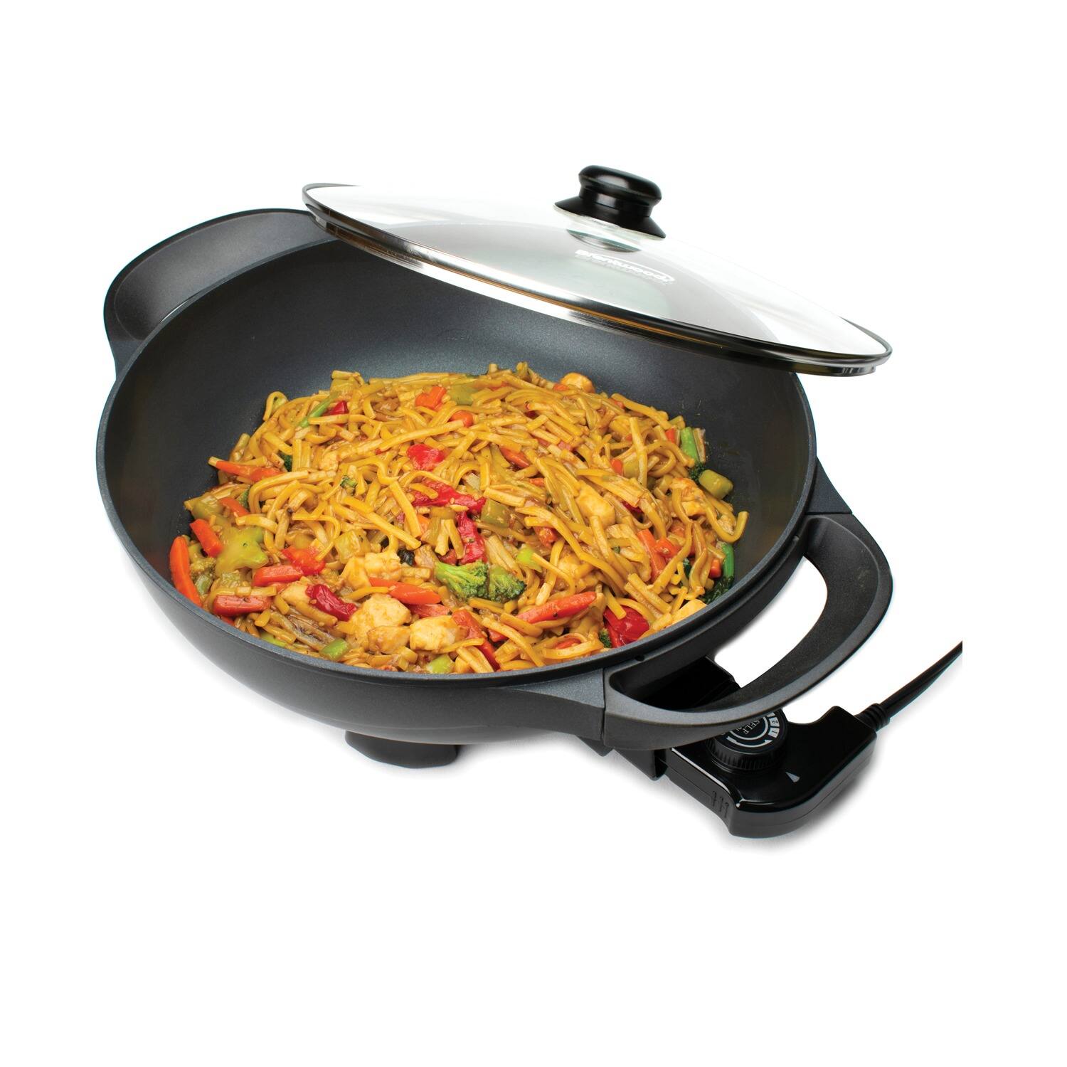 Back. Brentwood - Brentwood Sk-69bk 13-inch Non-stick Flat-bottom Electric Wok Skillet With Vented Glass Lid - black.