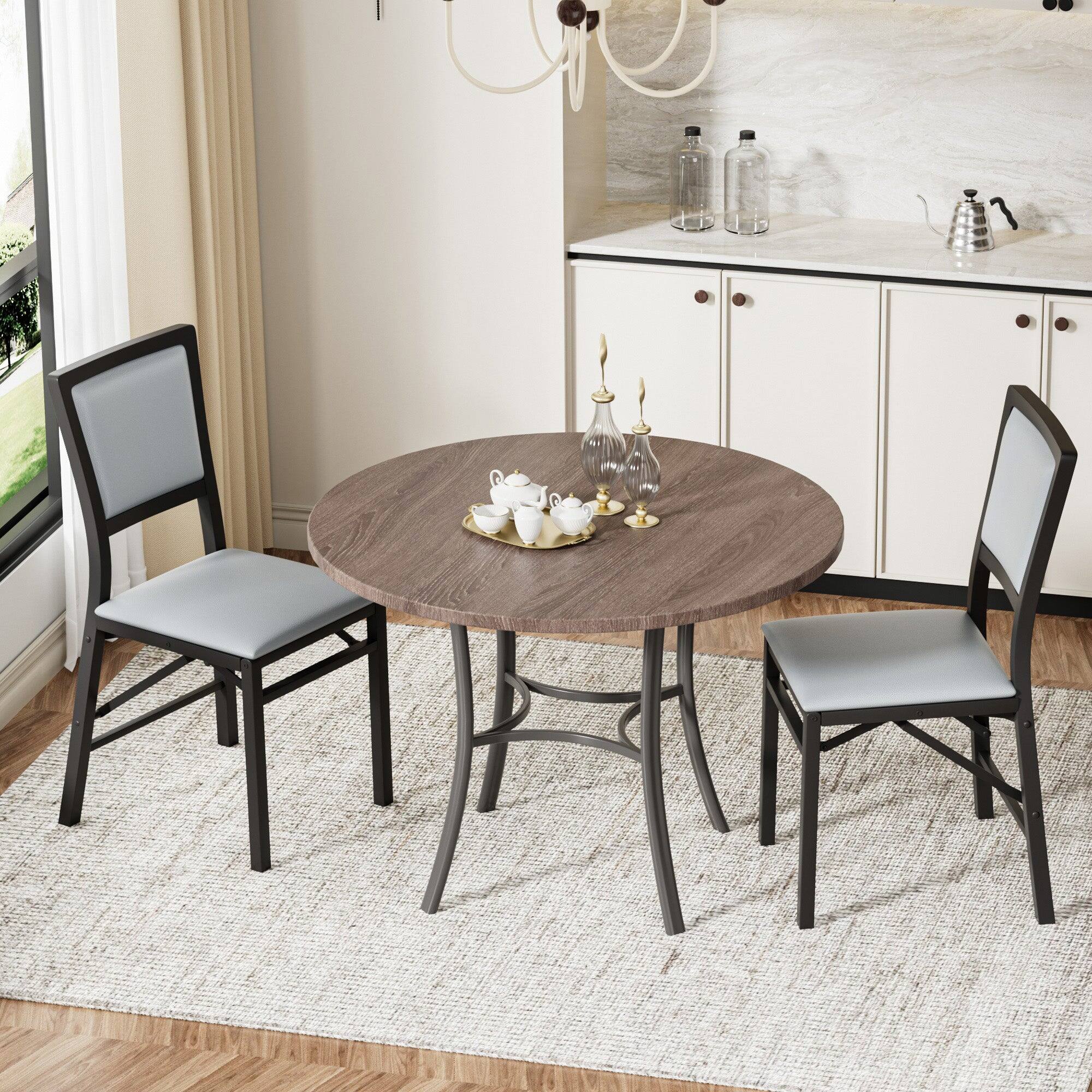 Alt View 2. Vecelo - 6-Pack PU Leather Folding Chairs - Dining Chair,300lb Capacity, Padded Seat, Space Saving Foldable Design - Grey 4 Pack.