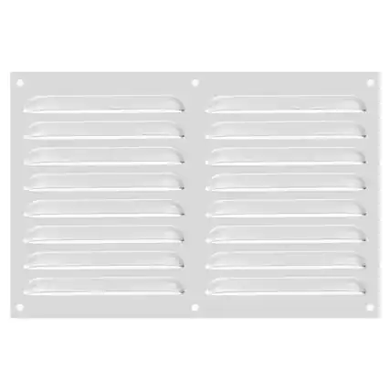 Front. Unique Bargains - 8"x12" Aluminum Vent Cover, Screen Air Grille Ventilation Cover HVAC Louvered Grill Built-in Mesh for Home - Silver.