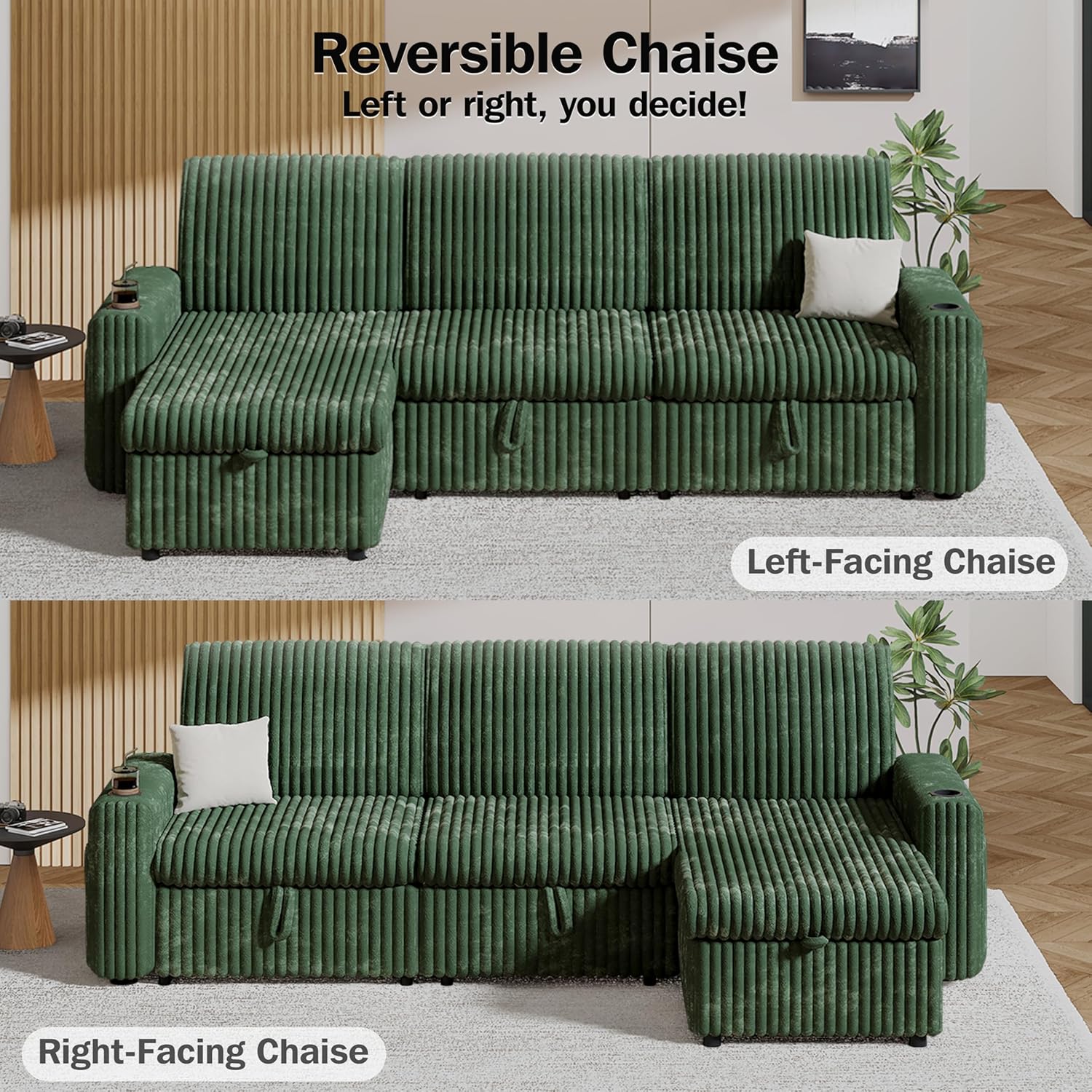 Reversible Chaise  
Left or right, you decide!

Left-Facing Chaise

Right-Facing Chaise
