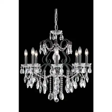 Front. Elegant Lighting - St. Francis 6 light Dark Bronze Chandelier Clear Royal Cut Crystal - Dark Bronze.