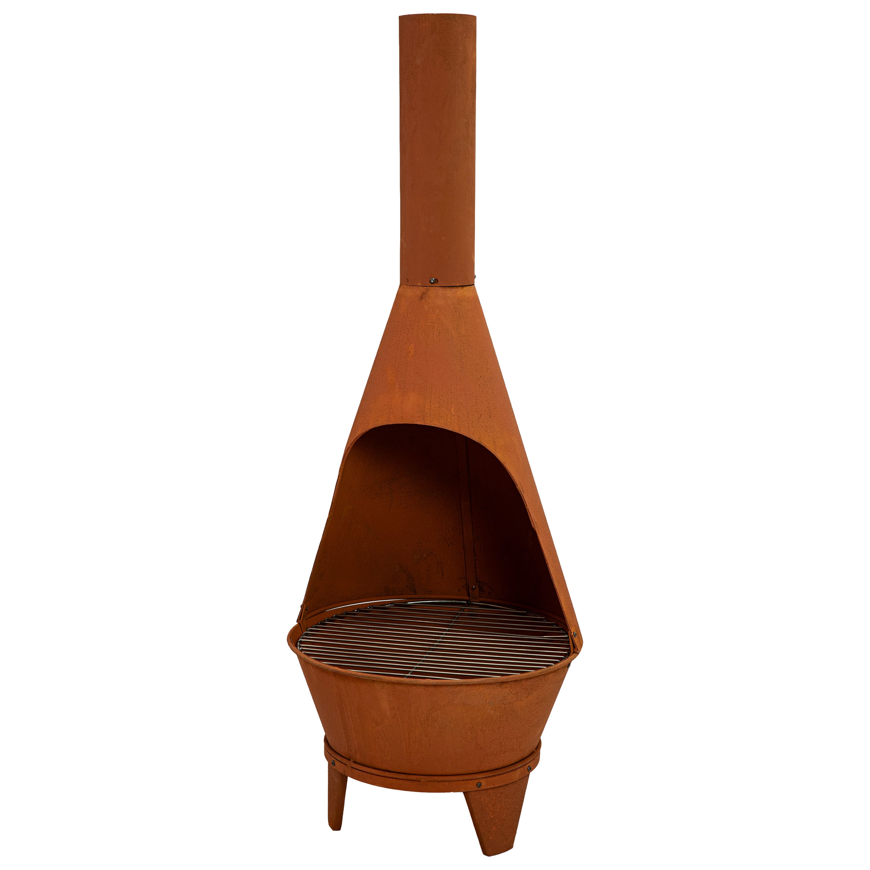 "Sunnydaze - 58"" Oxidized Steel Wood-Burning Chiminea Fire Pit with Grill - Rust" price history on PriceWatchPro
