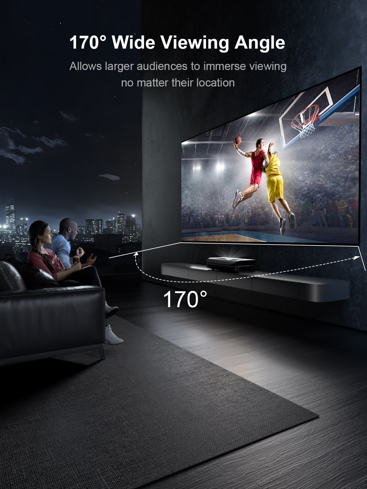 Alt View 13. AWOL Vision - 120" Fixed Frame Projector Screen, 4K/8K UHD Active 3D Compatible with Standard, Short Throw and UST Projectors - Matte White.