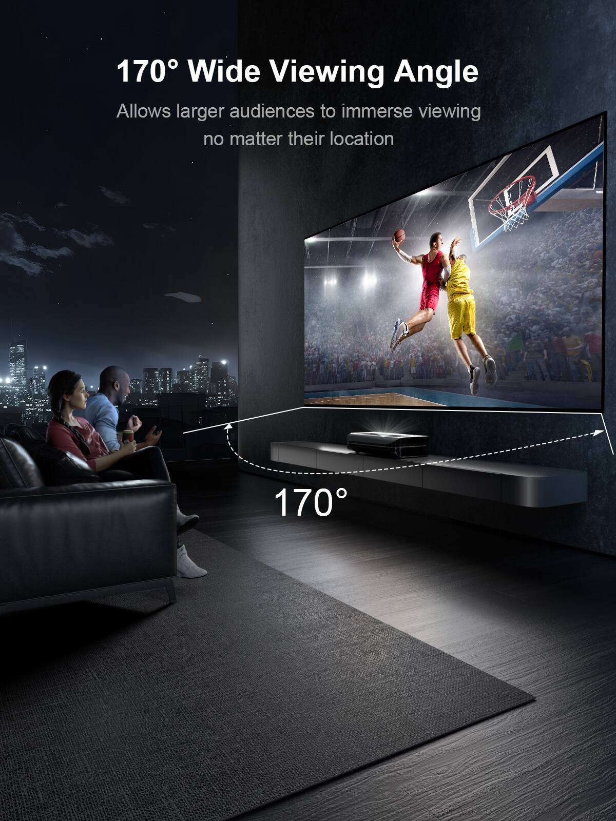 Alt View 13. AWOL Vision - 100" Fixed Frame Projector Screen, 4K/8K UHD Active 3D Compatible with Standard, Short Throw and UST Projectors - Matte White.