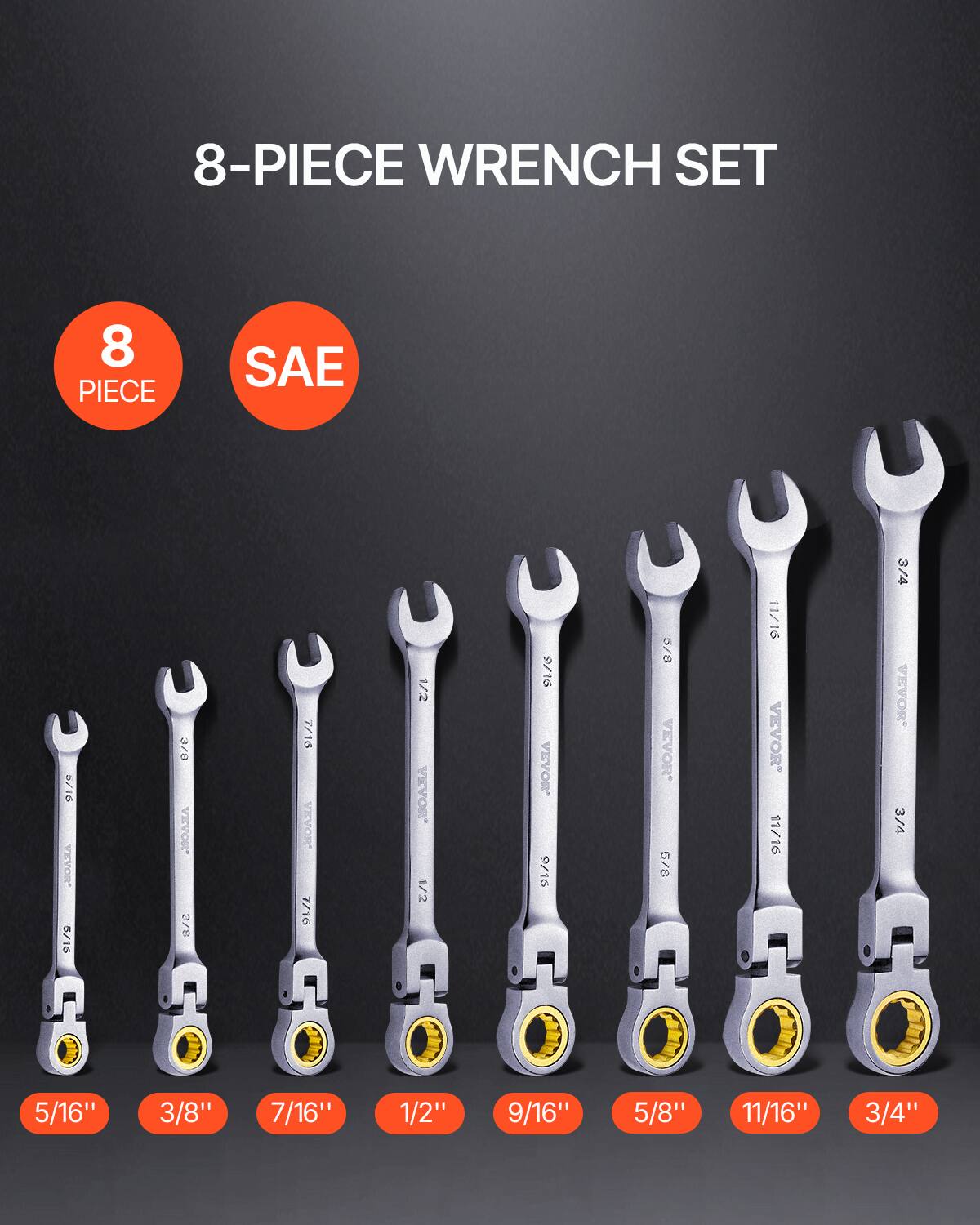 8-PIECE WRENCH SET

8 PIECE SAE

5/16" 3/8" 7/16" 1/2" 9/16" 5/8" 11/16" 3/4"