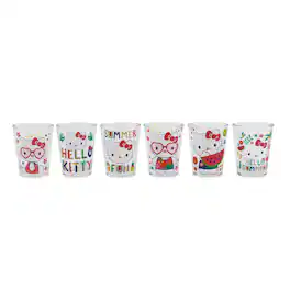 Silver Buffalo - Sanrio Hello Kitty Summer Love 2-Ounce Mini Shot Glasses | Set of 6 - Clear