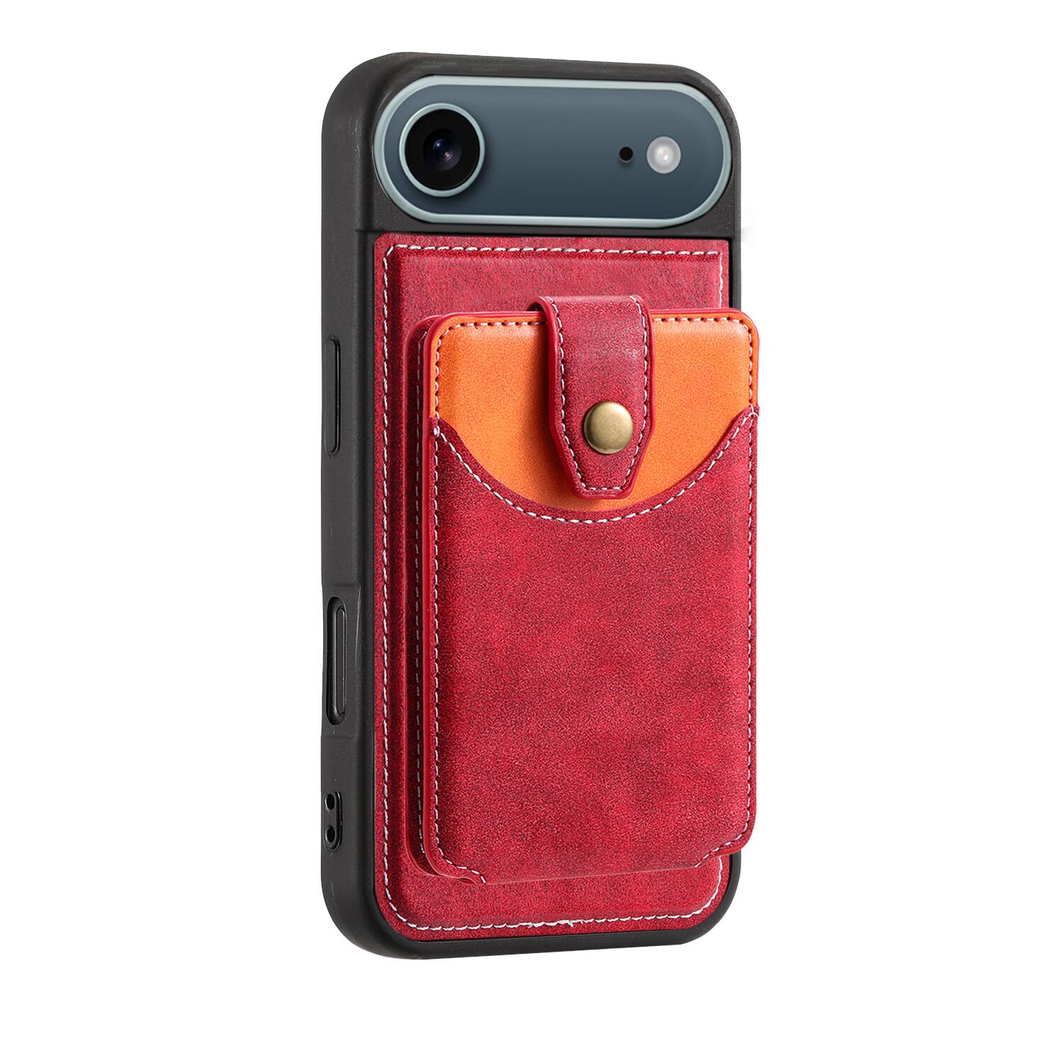 Alt View 2. Dteck - For Apple iPhone Air Wallet Case,2-in-1 Magnetic Detachable Faux Leather Wallet Flip Stand Card Holder TPU Inner Cover - Red.
