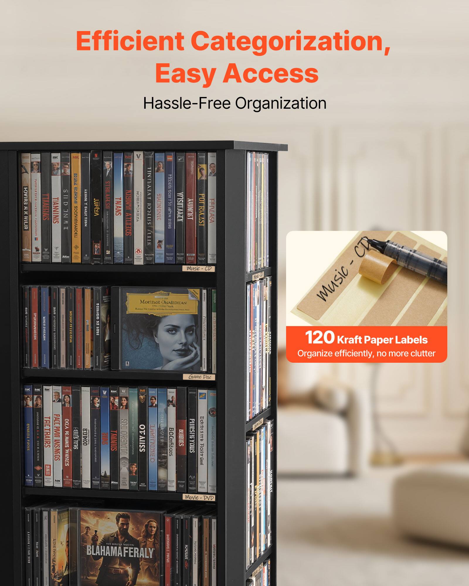 Efficient Categorization, Easy Access  
Hassle-Free Organization  

120 Kraft Paper Labels  
Organize efficiently, no more clutter