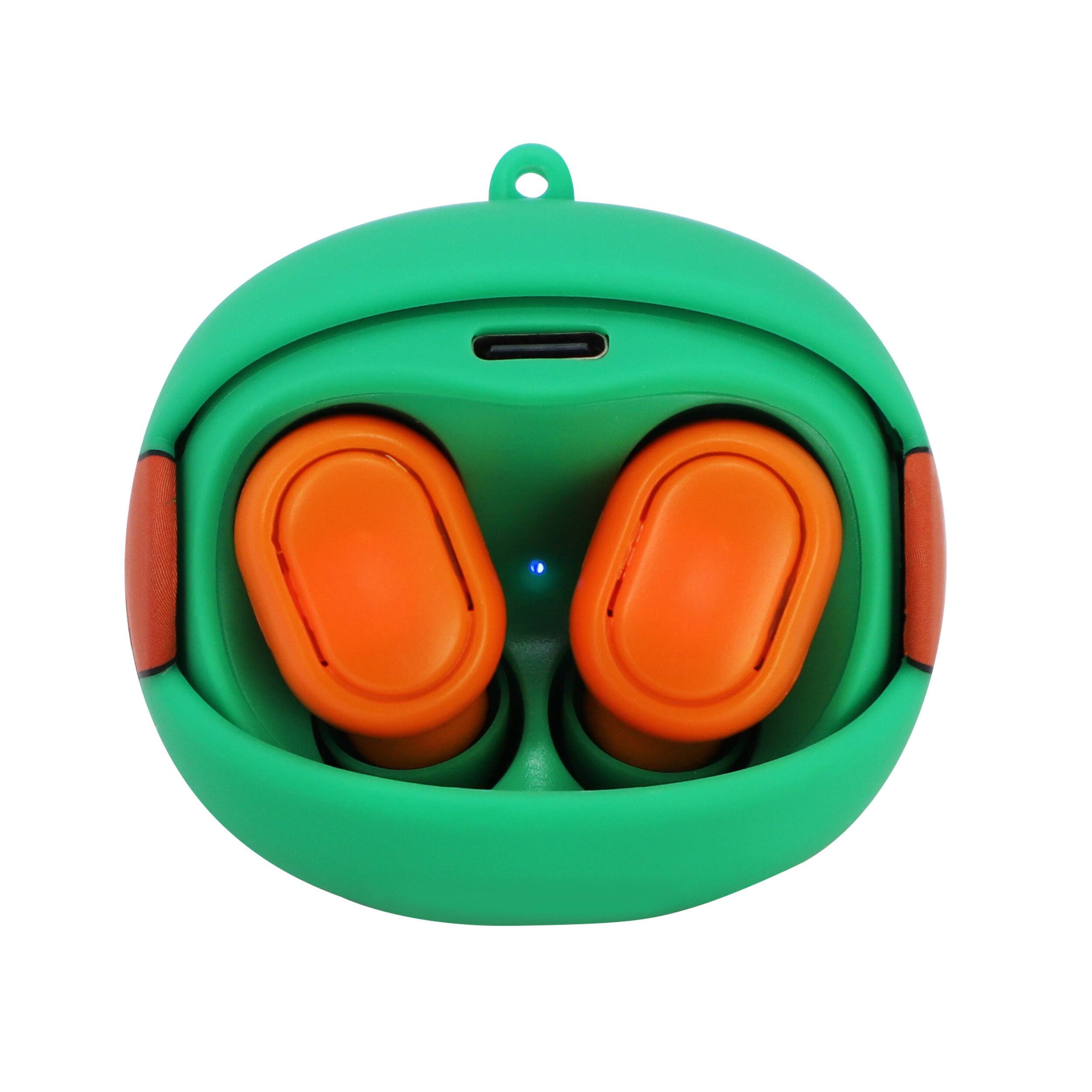 Back. Nickelodeon - Nickelodeon Ninja Turtles Mikey Wireless Bluetooth True Earbuds in Orange - Orange.