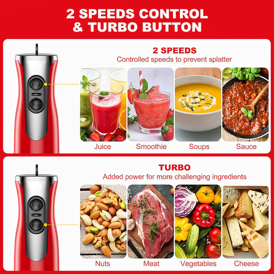 Galanz 2 Speed Multi Function Retro Immersion Hand Blender in Hot Rod ...