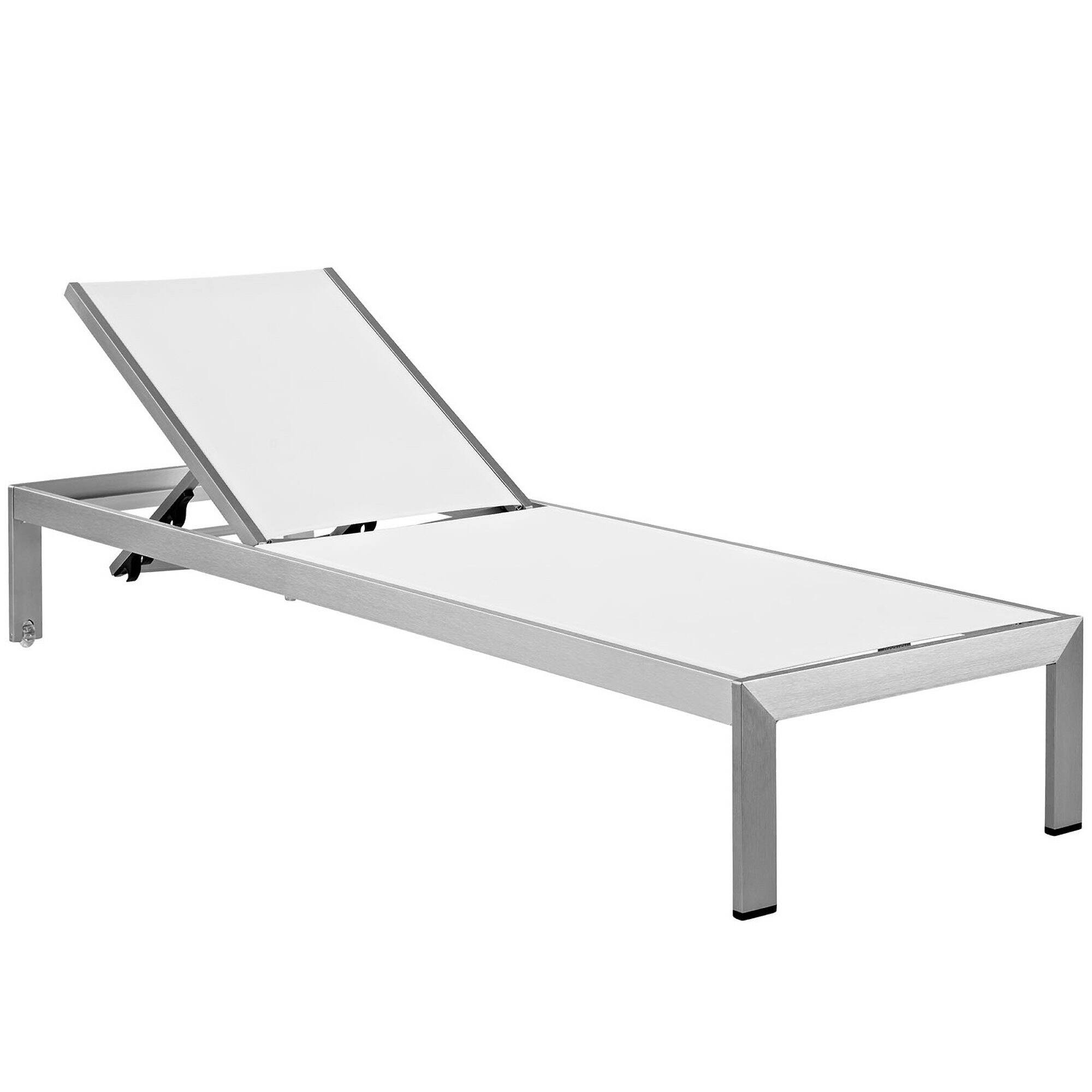 Angle. Modway - Shore Outdoor Patio Aluminum Mesh Chaise by Modway - Silver White.