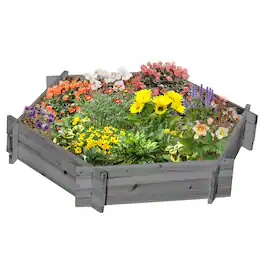 Outsunny - x 36" Screwless Raised Garden Bed, Hexagon Planter Box for Outdoor Plants, Vegetables, Flowers - Gray